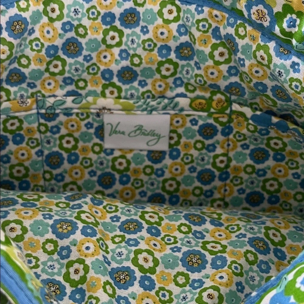 Vera Bradley Retired English Meadow Floral Quilted Tote Bag Blue, Green, Yellow